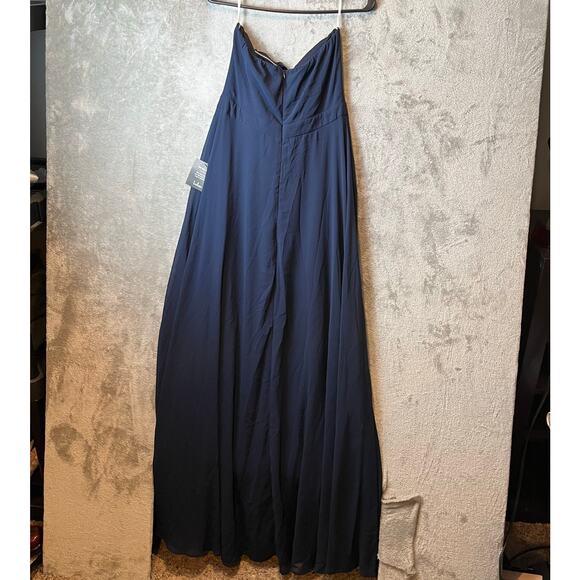 Lulus Navy Strapless Maxi Dress Sz M Bridesmaid Wedding Formal Evening Gown New - Picture 5 of 8